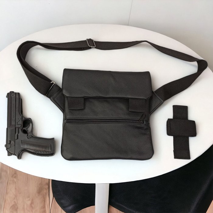 Набір 2В1. Шкіряна сумка з кобурою + ліхтарик професійний POLICE BL-X71-P50