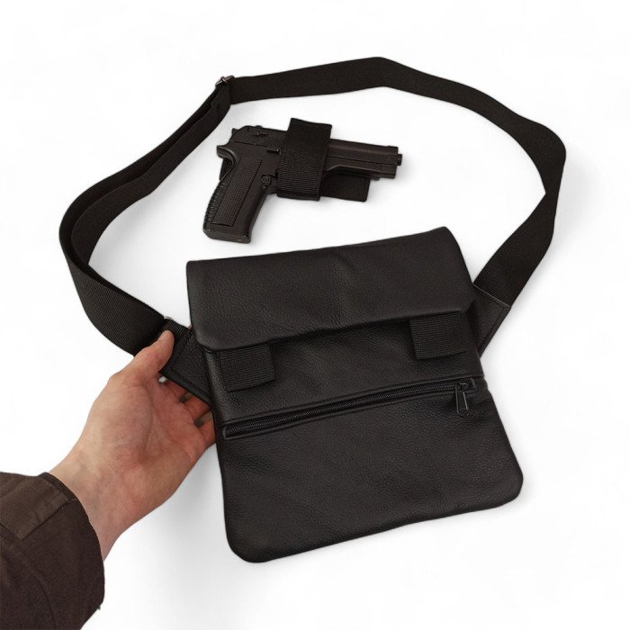Набір 2В1. Шкіряна сумка з кобурою + ліхтарик професійний POLICE BL-X71-P50