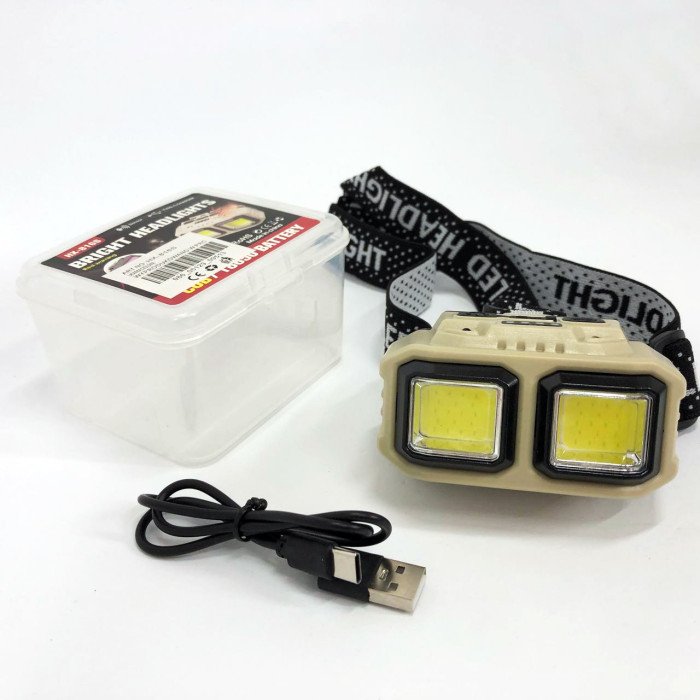 Ліхтар налобний акумуляторний Bailong HX-816S 2COB(white+red) із сенсорним датчиком вологозахист