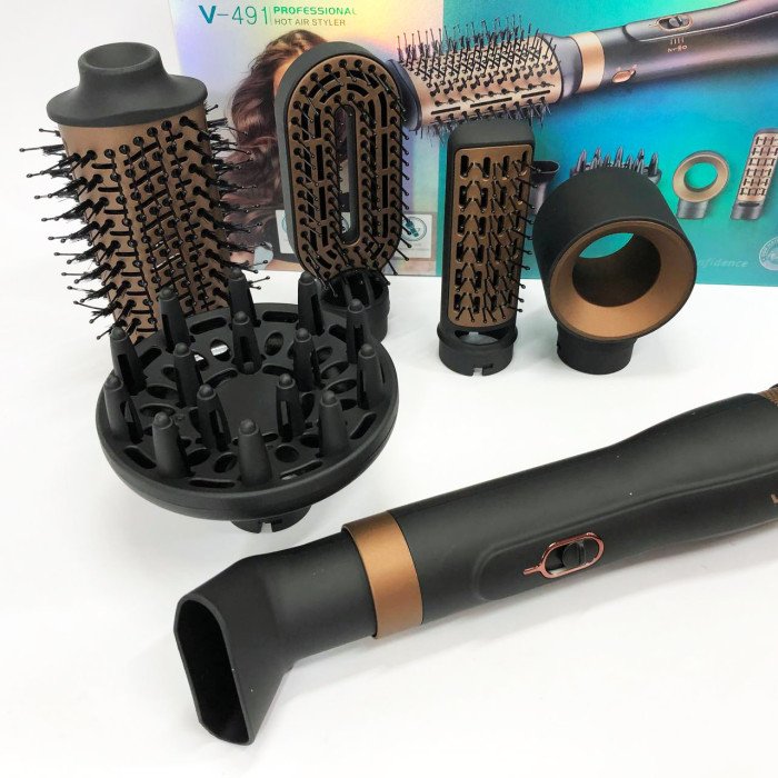 Фен стайлер для укладання та завивки волосся VGR V-491 6 в 1, Professional, 1000 Вт, Фен з насадками