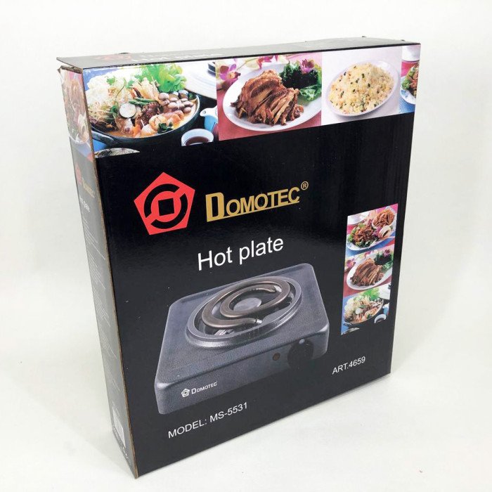Електроплита Domotec MS-5531, електроплита настільна одноконфоркова, електроплита для дачі. Колір: сірий