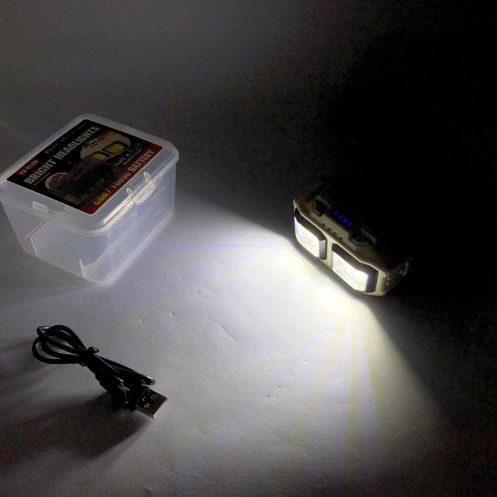 Ліхтар налобний акумуляторний Bailong HX-816S 2COB(white+red) із сенсорним датчиком вологозахист