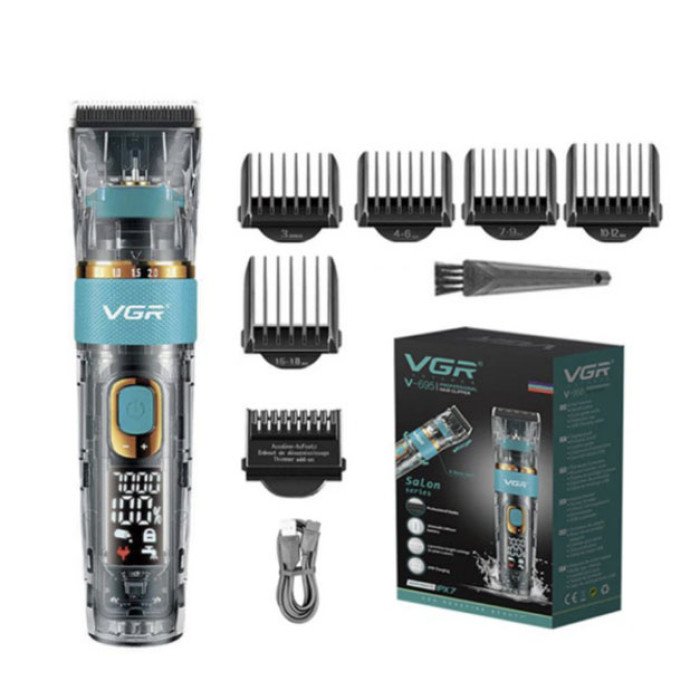 Машинка для стрижки волосся і бороди VGR V-695 з LED дисплеєм IPX7 вологозахист