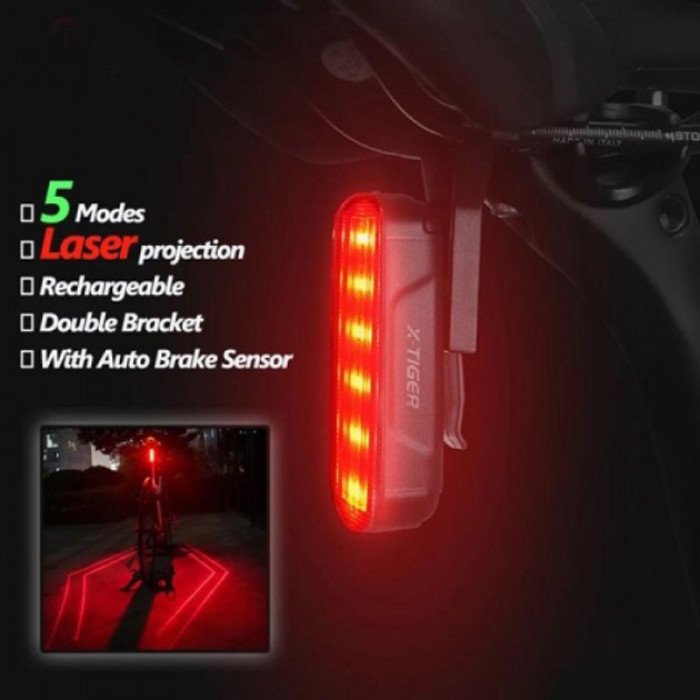 Велосипедний ліхтар акумуляторний LEADBIKE LD80-6LED з лазерною розміткою ліхтар, Ліхтар стоп