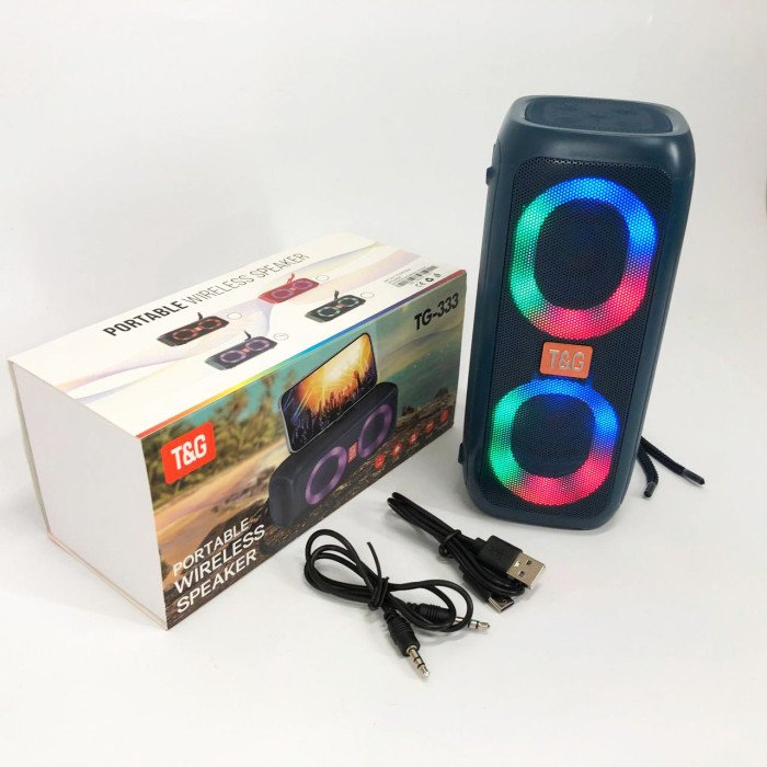 Портативна колонка TG333 2x5W з RGB підсвічуванням, гучна блютуз колонка. Колір: синій