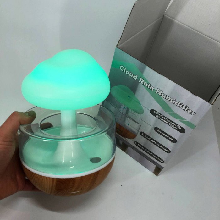 Нічник-зволожувач з ефектом дощу Cloud Rain Humidifier, Аромадіфузор зволожувач повітря для дому