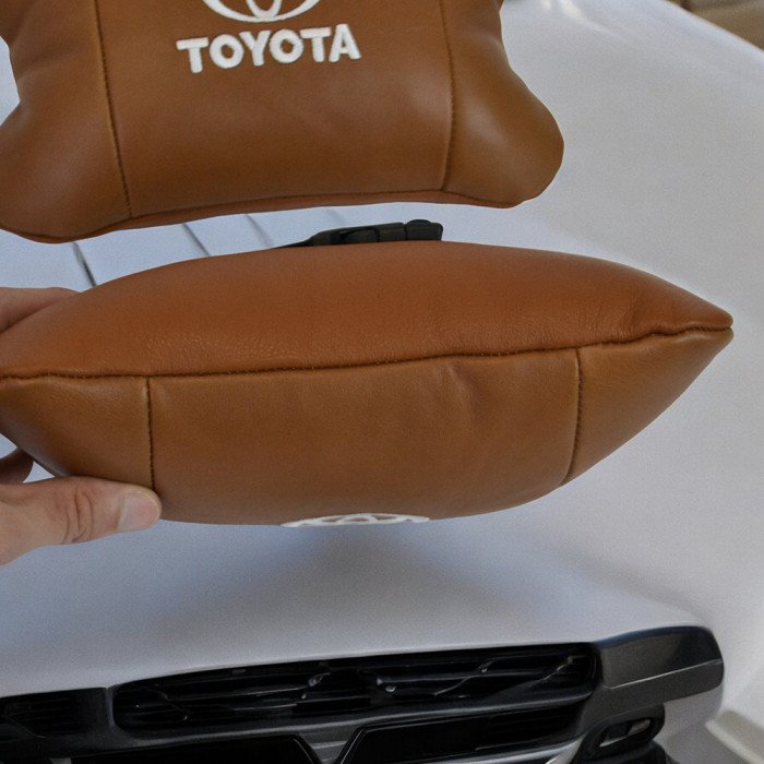 Набір шкіряних подушок 2шт на підголівник Toyota. Комфортні ортопедичні подушки,Тойота