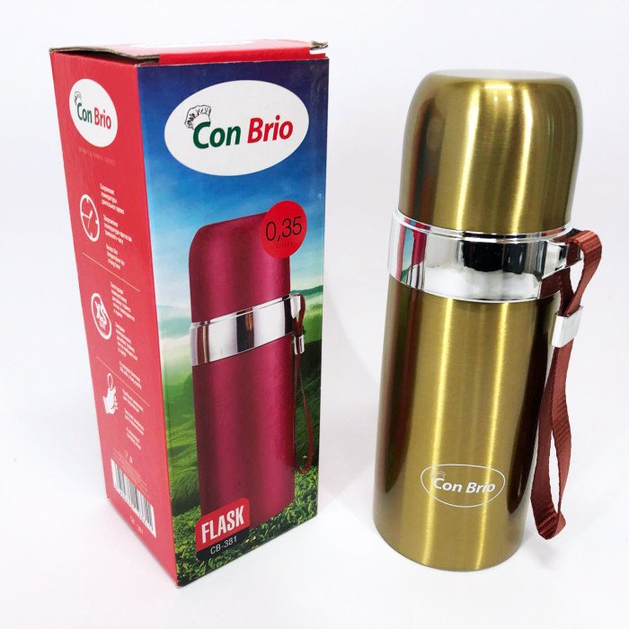 Термос Con Brio CB-381 Gold 0,35л, Хороший невеликий термос, Термос з нержавіючої сталі. Колір: золотий