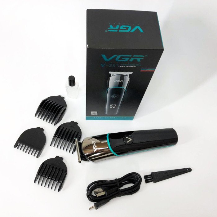 Професійна машинка для стрижки волосся триммер VGR V-291 з насадками, електробритва. Колір: зелений