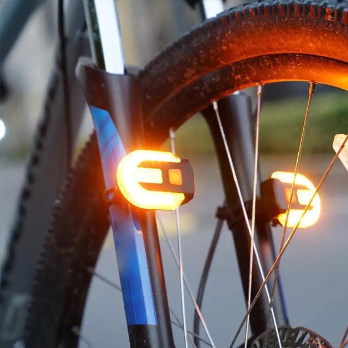 Задній габаритний вело ліхтар з поворотами FY-1825 STOP yellow з дистанційним пультом.