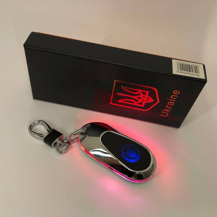 Електрична запальничка - брелок Україна з USB-зарядкою та підсвічуванням HL-472. Колір: срібло
