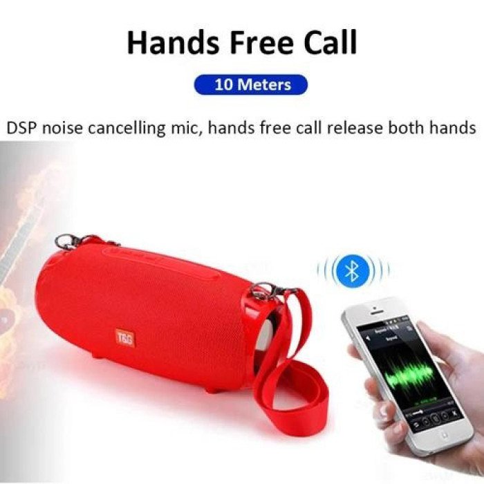 Портативна Bluetooth колонка TG534 SD IPX5 з ремінцем, бездротова колонка потужна. Колір: червоний