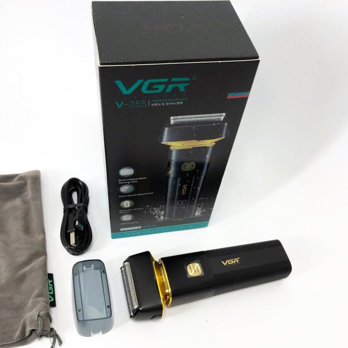 Електробритва VGR V-355 шейвер для вологого та сухого гоління, бездротова електробритва, триммер