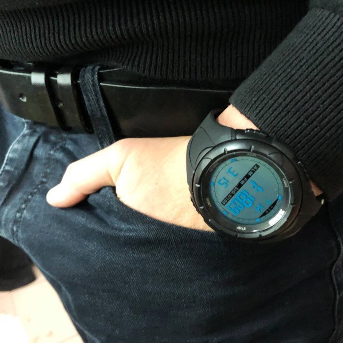 Чоловічий годинник SKMEI 1025BK ARMY BLACK, годинник тактичний протиударний. Колір: чорний