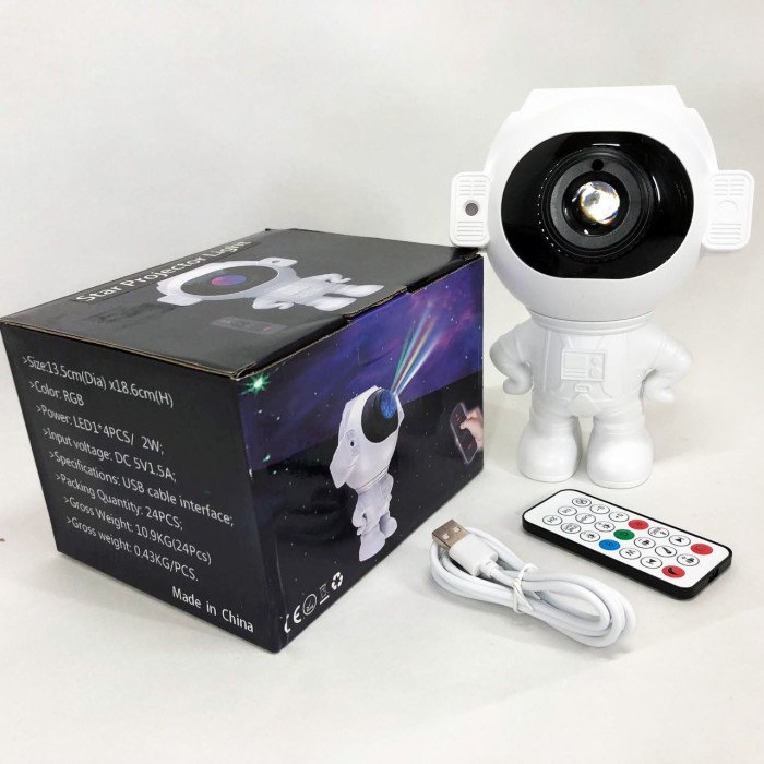 Зоряний 3D проектор Astronaut, Лазерний нічник-проектор астронавт LED, Міні лазерний проектор небо