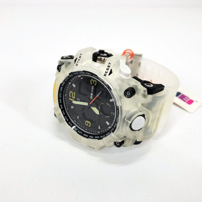 Годинник наручний чоловічий SKMEI 1155BWT, наручний годинник для військових, фірмовий спортивний годинник. Колір: білий