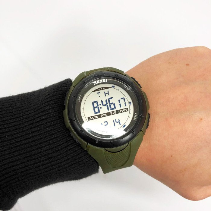 Чоловічий годинник Skmei 1025AG ARMY GREEN, армійський годинник протиударний. Колір: зелений