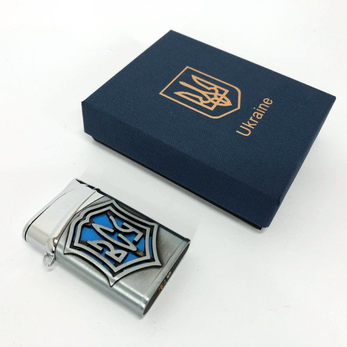 Запальничка газова ЗСУ (Подарунка, Гостро полум'я) HL-4112-4. Колір: срібло