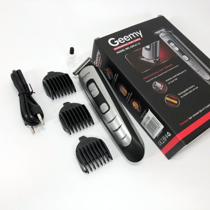 Машинка для стрижки волосся Gemei GM-6113 акумуляторна, Практична машинка для стрижки. Колір: чорний