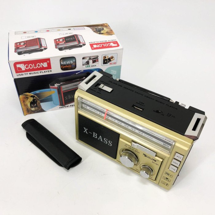 Радіоприймач портативне радіо Golon RX-381 акумуляторний ретро стовпчик usb sd mp3 fm. Колір: жовтий