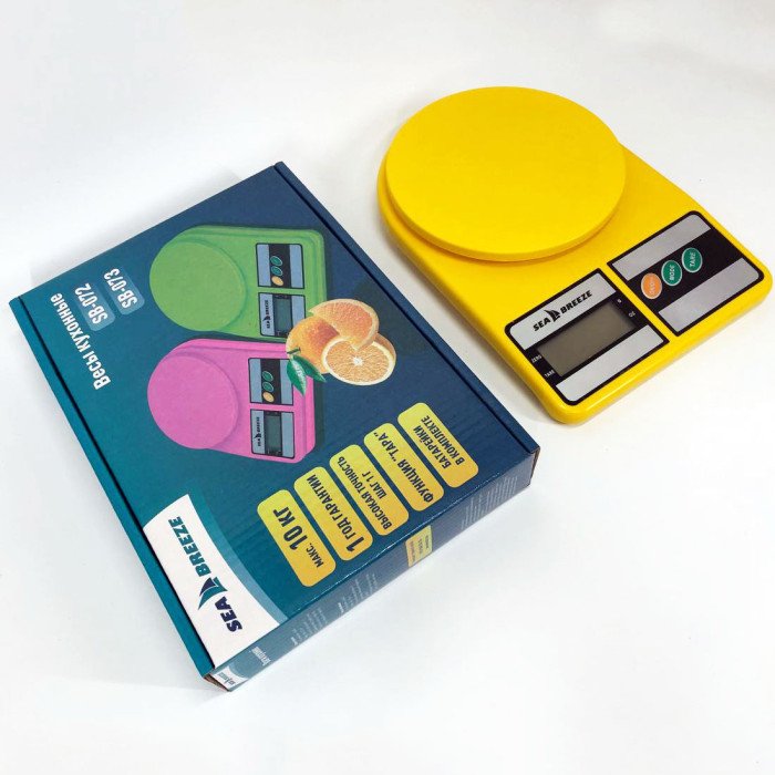Ваги кухонні SeaBreeze SB-071, Електричні кухонні ваги, Точні кухонні ваги. Колір жовтий