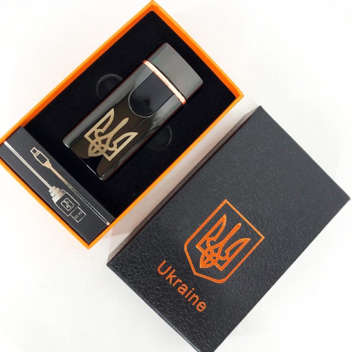 Електрична та газова запальничка Україна із USB-зарядкою HL-431, вітрозахисна запальничка. Колір: чорний