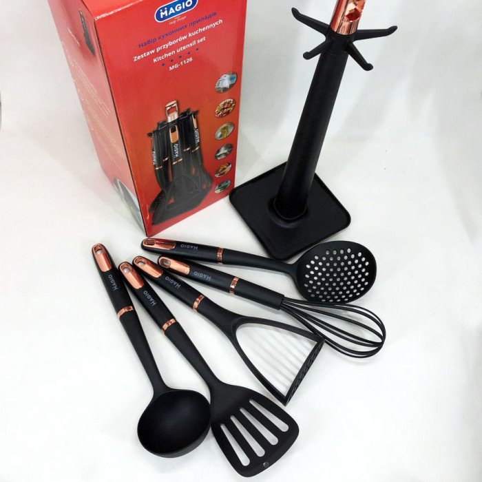 Набір кухонних приладів Magio MG-1126, набір силіконових приладів для кухні, набір нейлонових кухарів