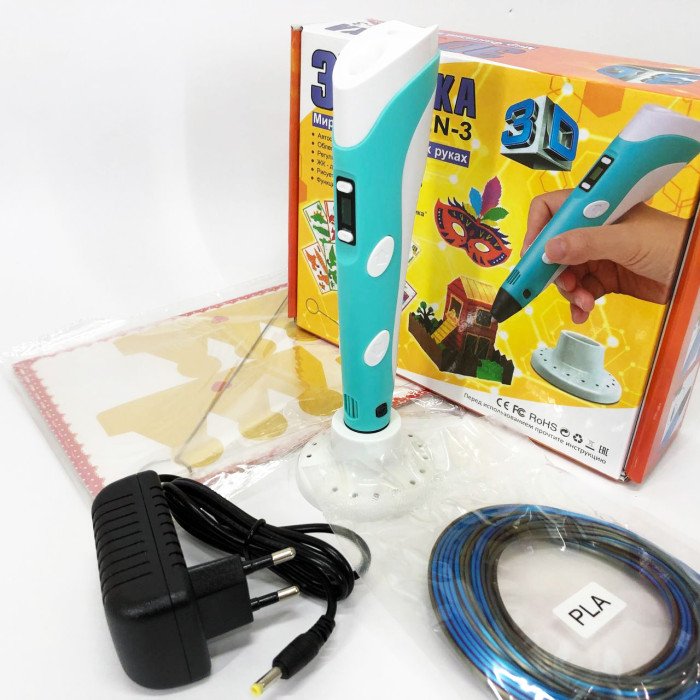 3D ручка Smart 3D Pen 2 c LCD дисплеєм, Цікава ручка 3д для дітей, Оригінальна. Колір: блакитний