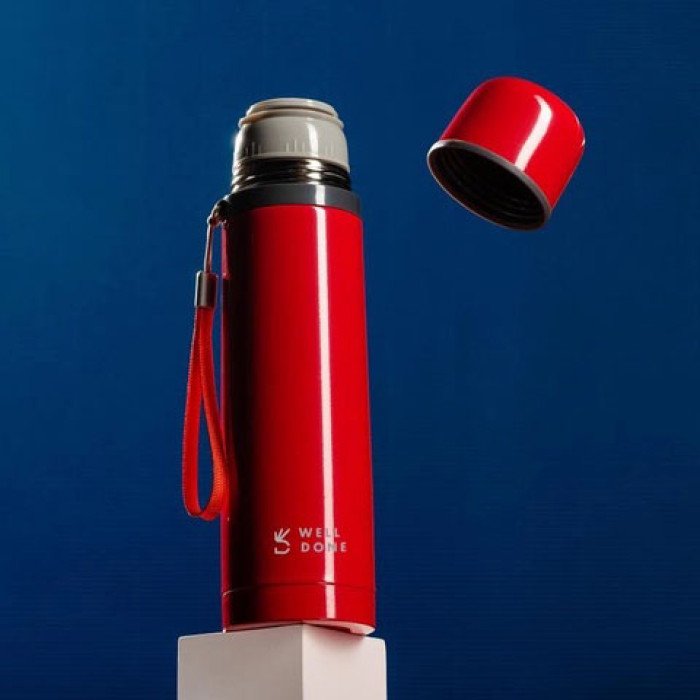 Термос вакуумний Well Done WD-7153R 350 мл, Якісний термос для дому, для напоїв. Колір: червоний