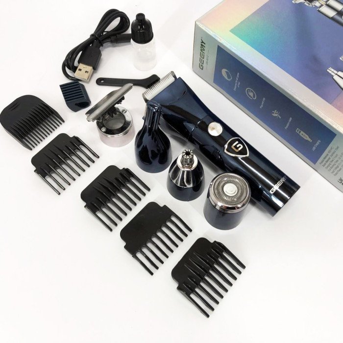 Чоловічий набір Geemy GM-8012 4 в 1, електробритва з насадками для бороди, триммер для бороди