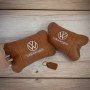 Набір подушок 2шт для автомобіля Volkswagen, з натуральної коричневої шкіри. Подушки на підголовник