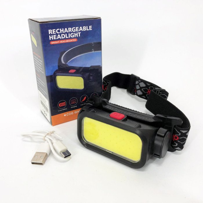 Ліхтар налобний BL-008+COB (white+red), червоне світло, водозахист, вбудований акумулятор