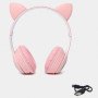 Бездротові навушники з котячими вушками та RGB підсвічуванням Cat VZV 23M. Колір: рожевий