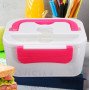 Ланч бокс електричний із підігрівом Lunch Heater 220 V Pro, ланч бокс від мережі. Колір: рожевий