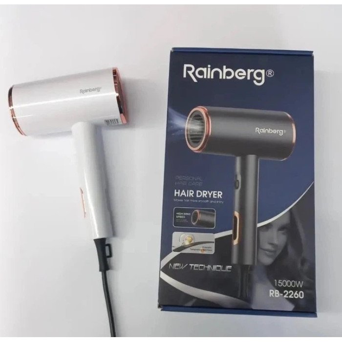 Фен стайлер Rainberg RB-2260 для волосся 3 швидкості 3 режими температури іонізація 1500Вт White