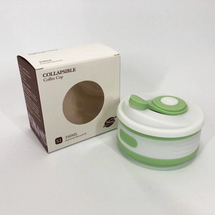 Кружка туристична (складна/силіконова), силіконовий складний термокухоль. Колір: зелений