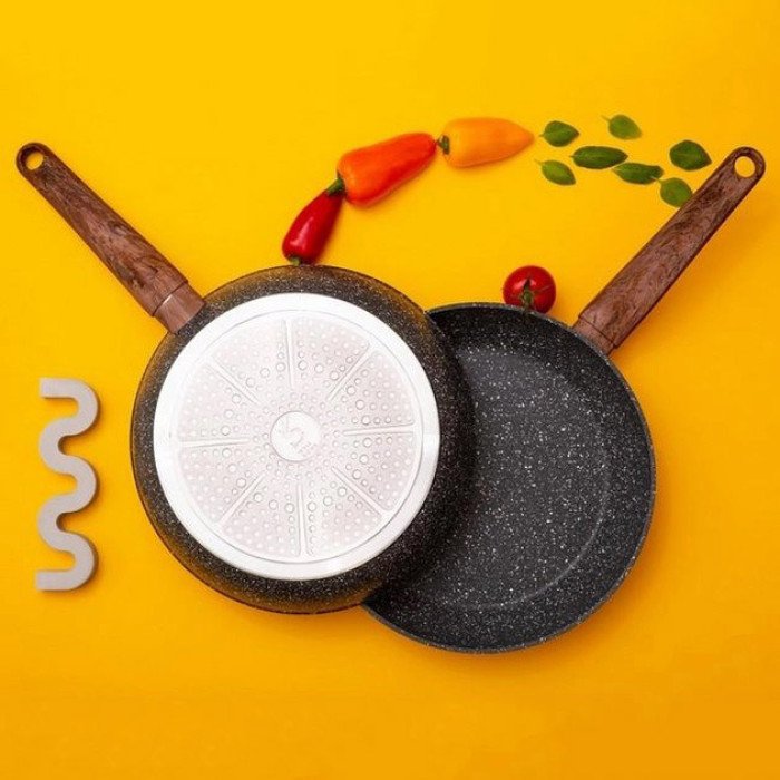 Сковорода Well Done WD-1038N з покриттям Marble Stone 28 см, сковорода з індукційним дном