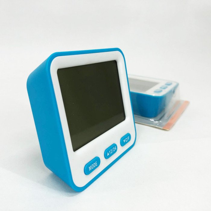 Термометр з гігрометром 854, Гігрометр вимірювання температури, Годинник з дисплеєм температури. Колір: блакитний