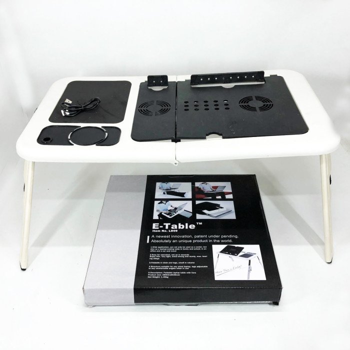 Складаний столик для ноутбука LD-09 E-Table, столик з охолодженням 2 USB кулера, Стіл підставка з вентиляцією