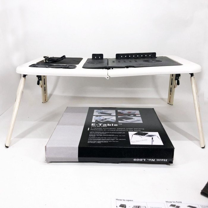 Складаний столик для ноутбука LD-09 E-Table, столик з охолодженням 2 USB кулера, Стіл підставка з вентиляцією