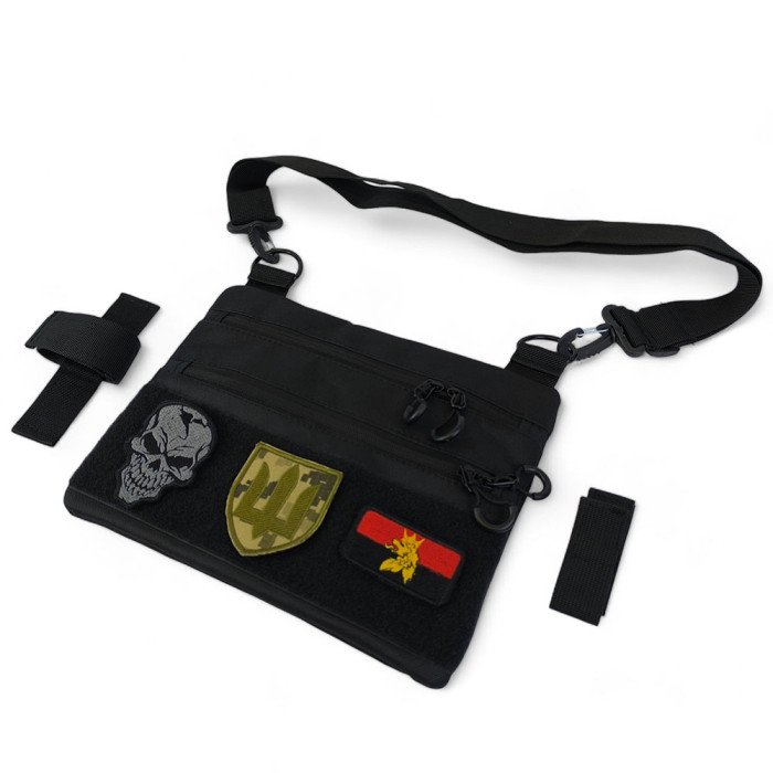 Сумка тактична чорна для скритого носіння з кобурою, чоловічий месенджер з кордури