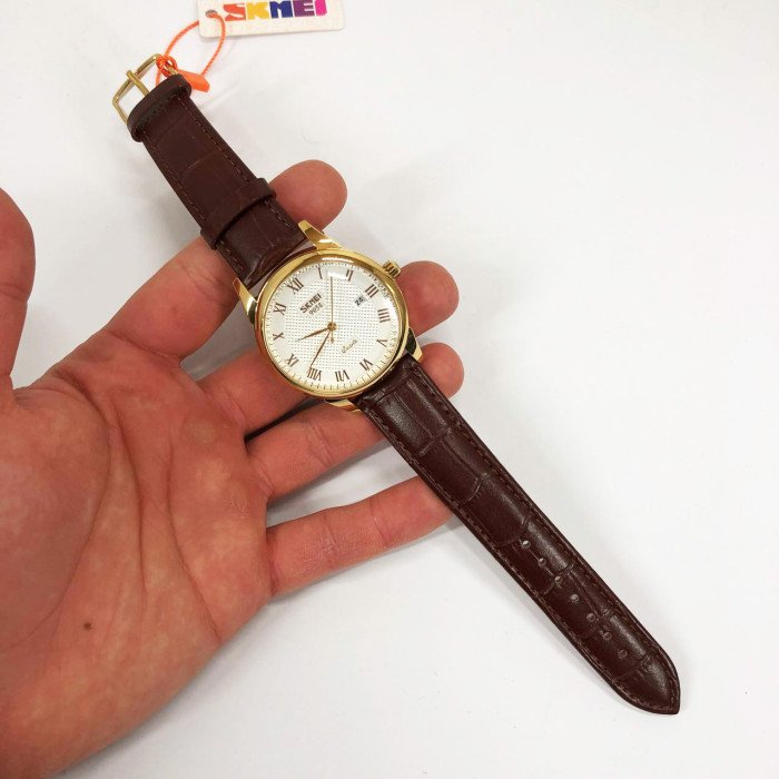 Годинник наручний чоловічий SKMEI 9058LGDWTBN-B, чоловічий круглий наручний годинник, якісний чоловічий годинник