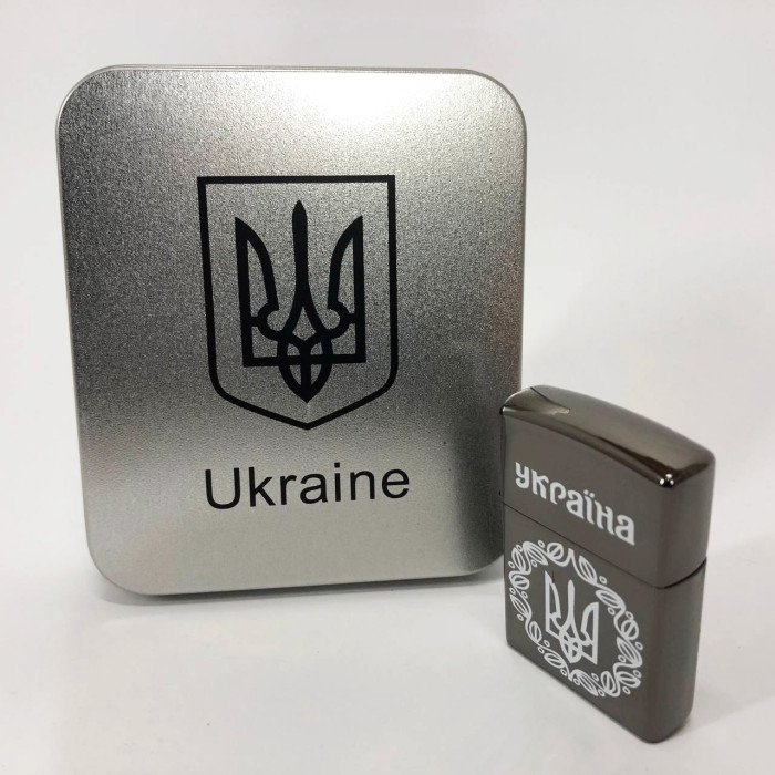 Дугова електроімпульсна запальничка USB Україна металева коробка HL-447. Колір: чорний