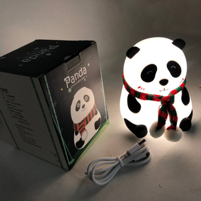 Дитячий силіконовий нічник світильник Панда 7 кольорів, Силіконовий нічник іграшка для дітей