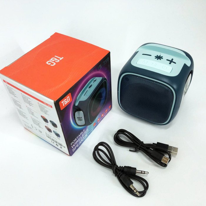 Портативна Bluetooth колонка TG359 7W з підсвічуванням RGB, акумуляторна колонка для музики. Колір: синій