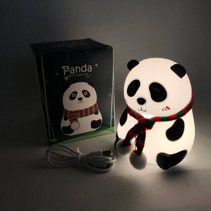 Дитячий силіконовий нічник світильник Панда 7 кольорів, Силіконовий нічник іграшка для дітей