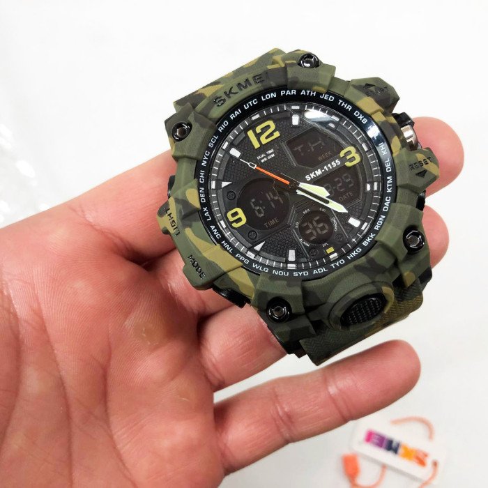 Годинник наручний чоловічий SKMEI 1155BCMGN GREEN CAMO, брендовий чоловічий годинник. Колір: зелений камуфляж