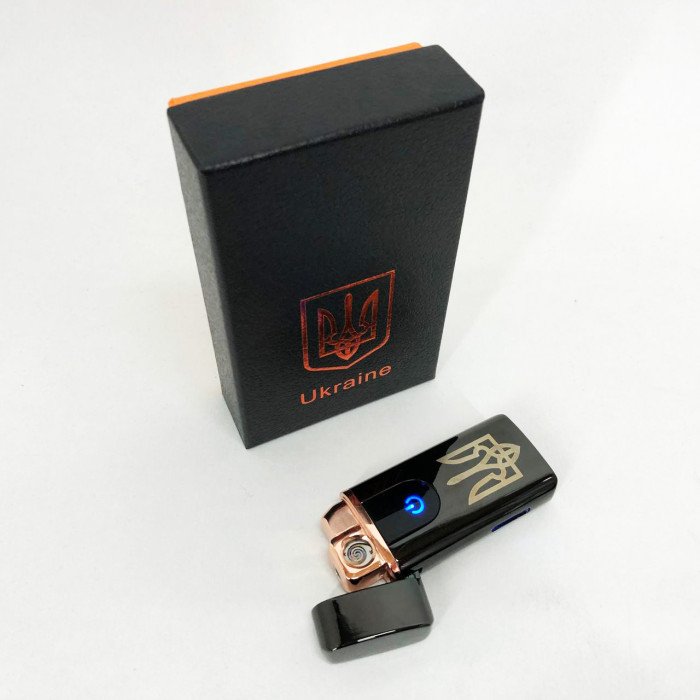 Електрична та газова запальничка Україна із USB-зарядкою HL-431, вітрозахисна запальничка. Колір: чорний