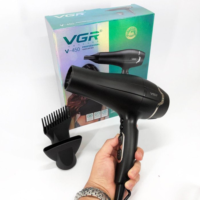 Професійний фен VGR V-450 для сушіння укладання волосся 2400 Вт режим Turbo, Повітряний стайлер для волосся