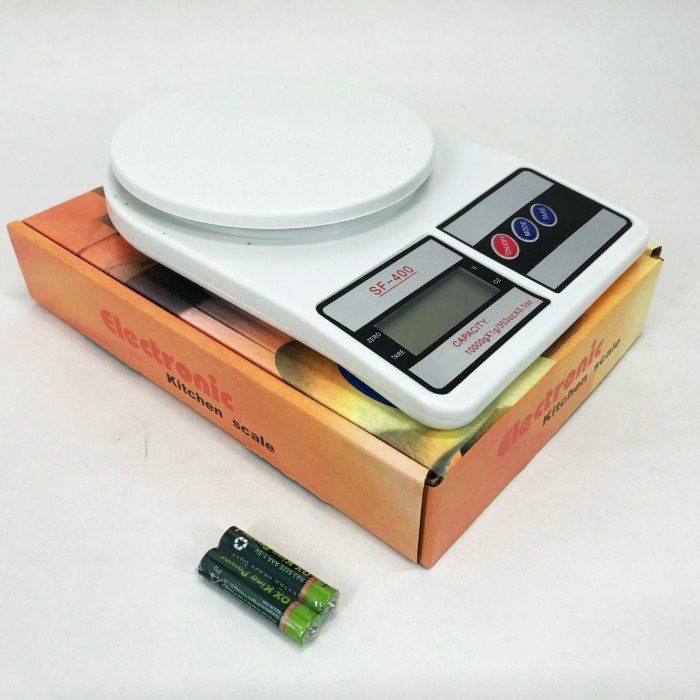 Ваги кухонні електронні Domotec SF-400 з LCD дисплеєм Білі до 10 кг